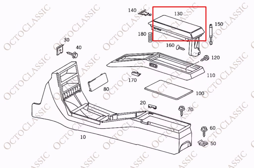 Mercedes-Benz, R129 - R129 Armrest mechanism cover 1296802836 - OCTOCLASSIC 