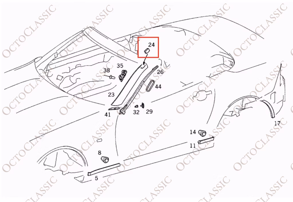 R170 R171 R230 Portapacchi per montaggio su tetto, rivestimento, set di 2 Mercedes A1706980930 e A1706981030