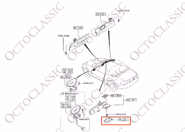 Mazda Miata MX5 Copri leva specchietto retrovisore nero