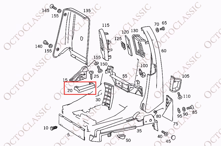 R129 Seat Rear Inside Rail Cover Left Or Right All Colors A1299191720 / A1299191820