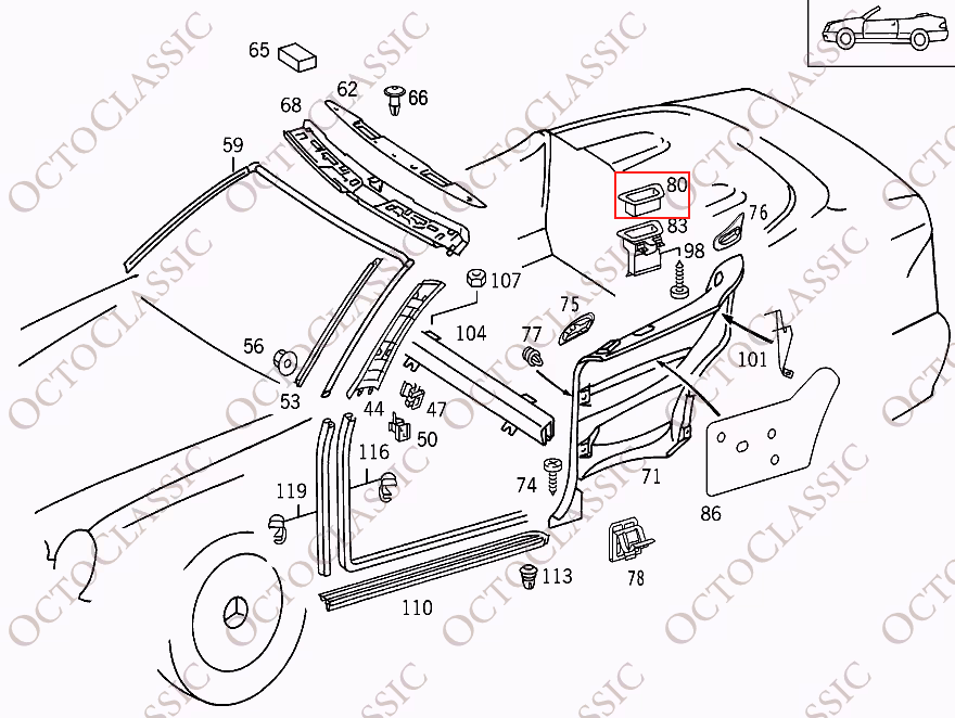 W208 CLK Cabrio Osłona owiewki lewa lub prawa A208693011 A208693012