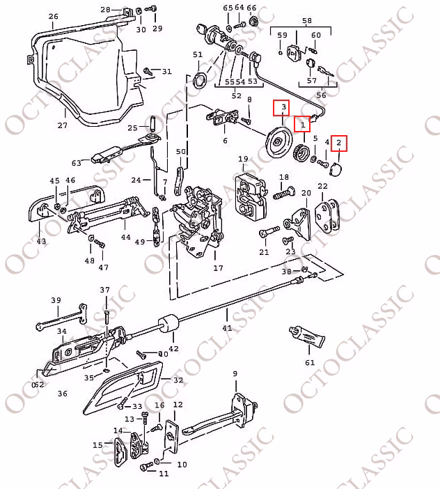 Porsche 911 930 964 928 – Maniglia della maniglia della serratura della porta Maniglia nera 92853758502 / 92853758103