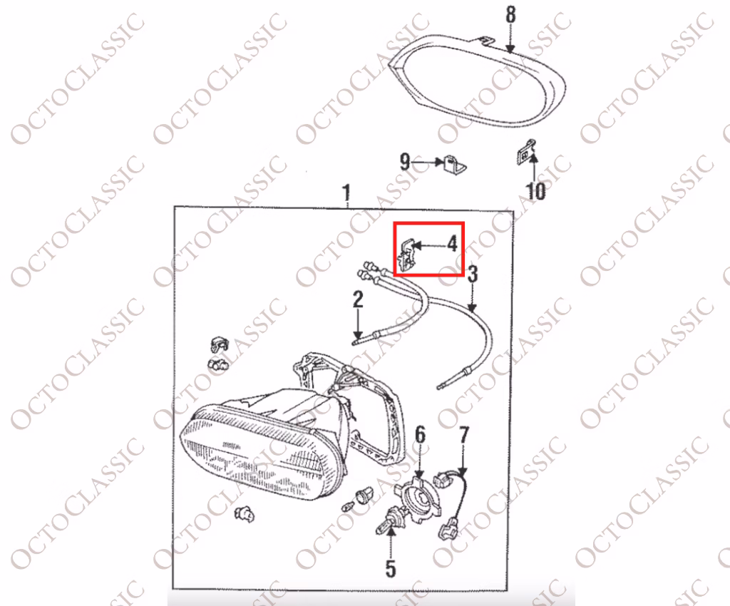 Jaguar XJS Bloque de montaje de cable de ajuste de faros DAC6133