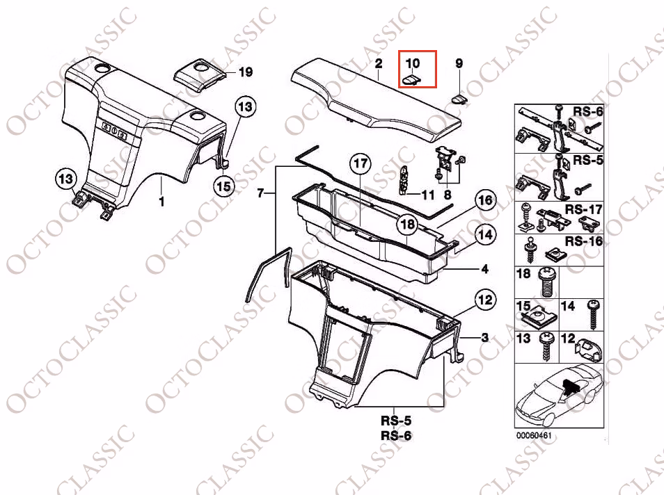BMW Z3 Coupé E36 Centro Portaoggetti Coperchio Trim Tutti i colori 51168400252