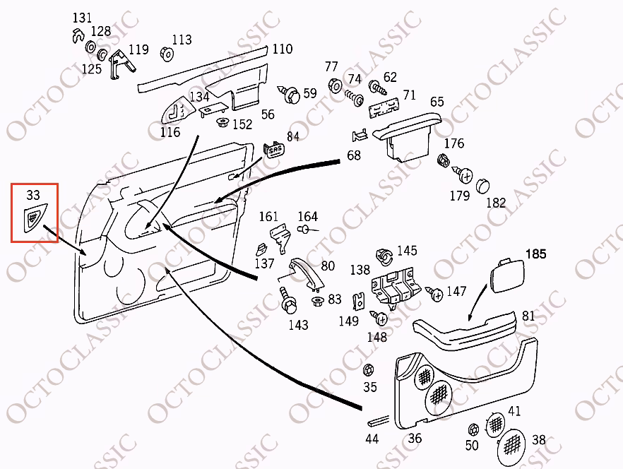 W140 Copertura del rivestimento dell’uscita dell’aria dell’ugello di ventilazione della porta anteriore Sinistra o destra Tutti i colori A1407270588 / A1407270688