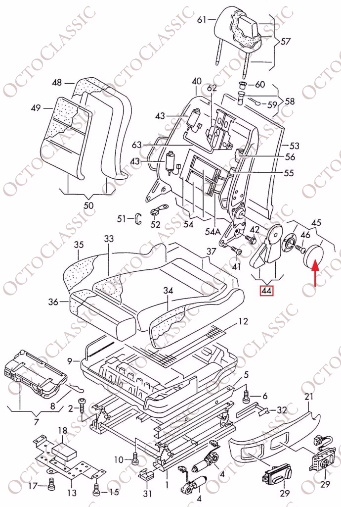 Audi A8 S8 D2 Sitzausstattung und Abdeckkappe links oder rechts Platin 4D0881463CEC3 / 4D0881464CEC3