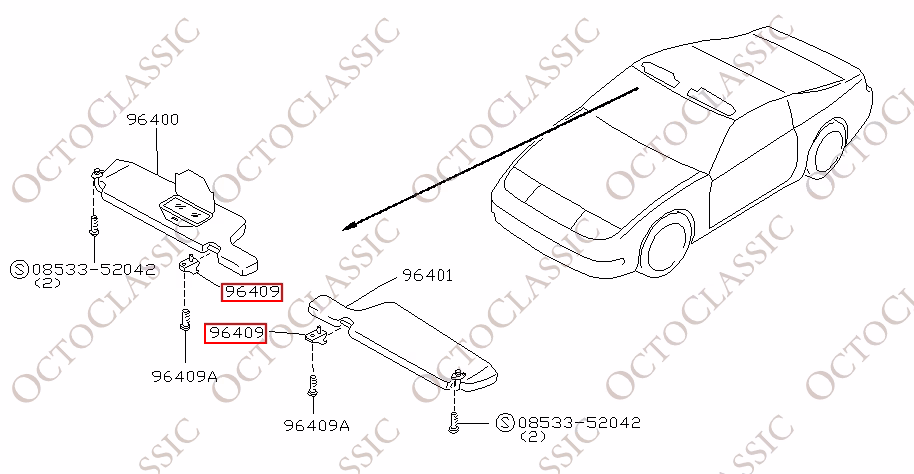 Nissan 300ZX Z31 Z32 Sun Visor Holder Clip Set Of 2 All Colors 96409-30P00