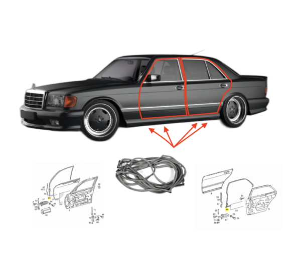W126 set of sealing frame door seals (Mercedes SEL)