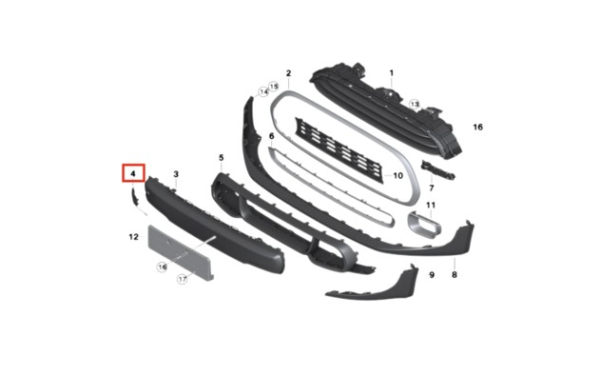MINI Cooper F56 Front bumper tow hook cover FR32263/51117337796