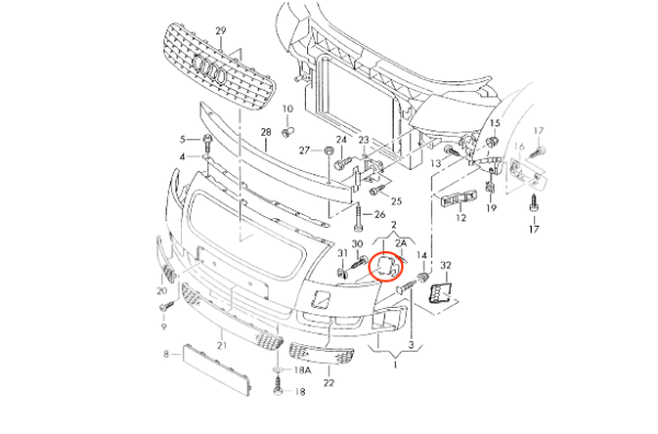 Tapa de la arandela del faro del parachoques delantero de Audi TT izquierda o derecha 8N0807751 / 8N0807752