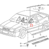 VW Corrado Zewnętrzne trójkątne wykończenie okna drzwi, czarne, lewe lub prawe 535853221 / 535853222