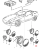 Osłona grilla głośnika wysokotonowego w przednich drzwiach Porsche 928, czarna 92855568900