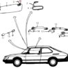 Zestaw klipsów do osłony przeciwsłonecznej Saab 900, 2 sztuki, czarne 9882655