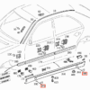 Mercedes W210 E55 AMG Juego de 4 cubiertas para almohadillas de gato para panel de balancín con imprimación o en negro A2106980077 / A2106980177 / A2106980277 / A2106980377